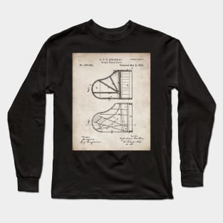 Steinway Grand Piano Patent - Piano Player Art - Antique Long Sleeve T-Shirt